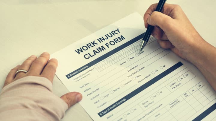a work injury claim for being filled out by an injured worker