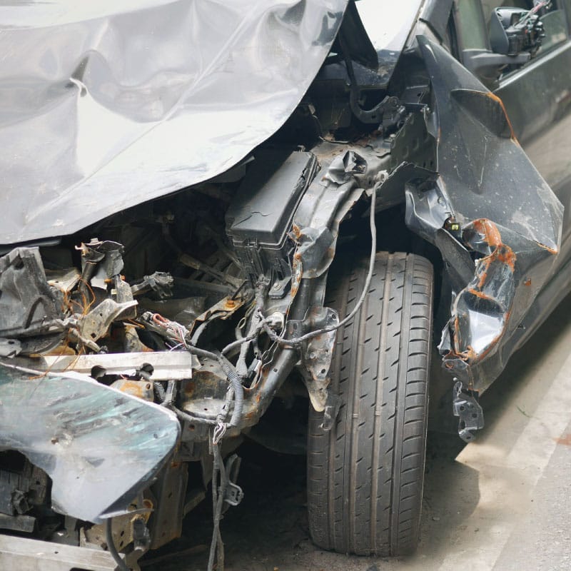 A car that has been involved in an auto accident